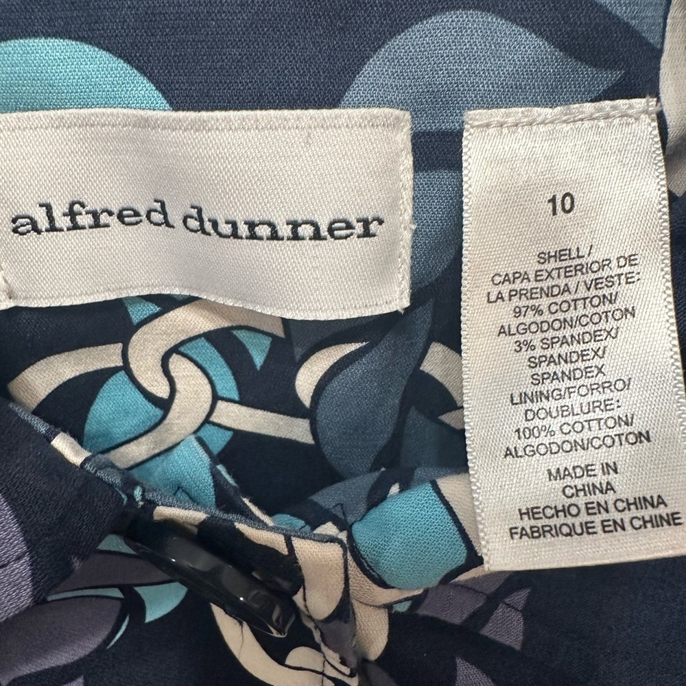 Alfred Dunner Jacket Women’s Size 10 Navy Blue Chain Print Cotton Blend Retro - Picture 6 of 8